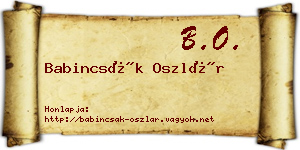 Babincsák Oszlár névjegykártya